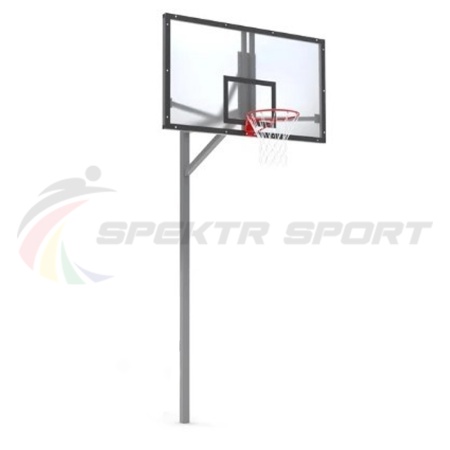 Купить Стойка баскетбольная уличная упрощенная со щитом из оргстекла, кольцом и сеткой SP D 412 в Осинниках 